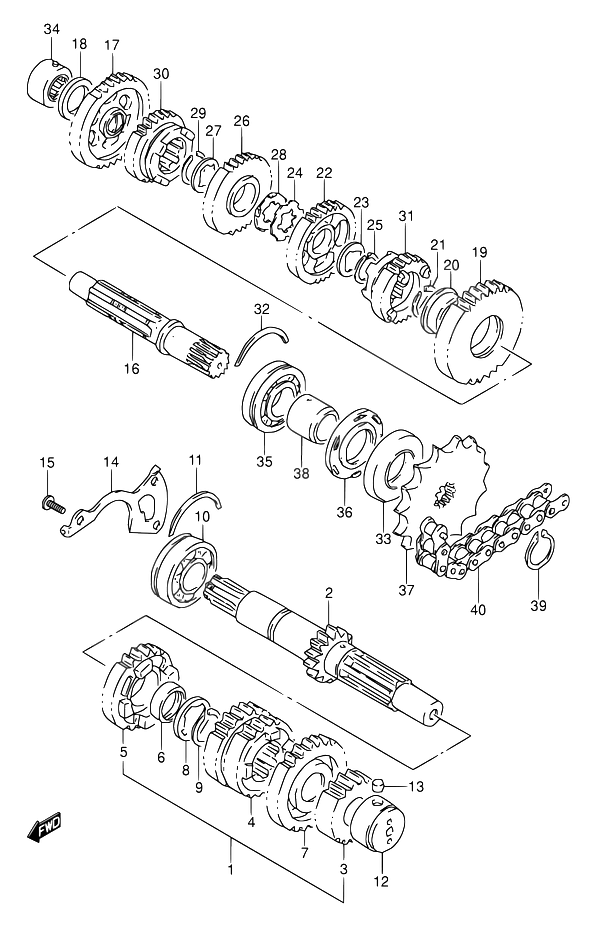 TRANSMISSION POUR SUZUKI GS EGS500E K GS500EU K 1989