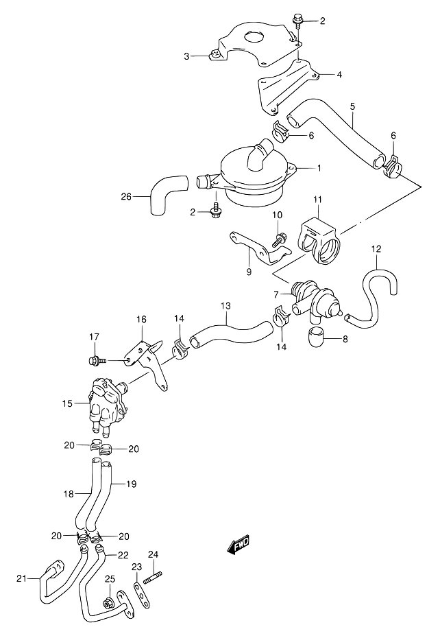 SYSTEME DE RECYCLAGE GAZ DECHAPPEMENT POUR SUZUKI GS EGS500E R GS500EU R 1994