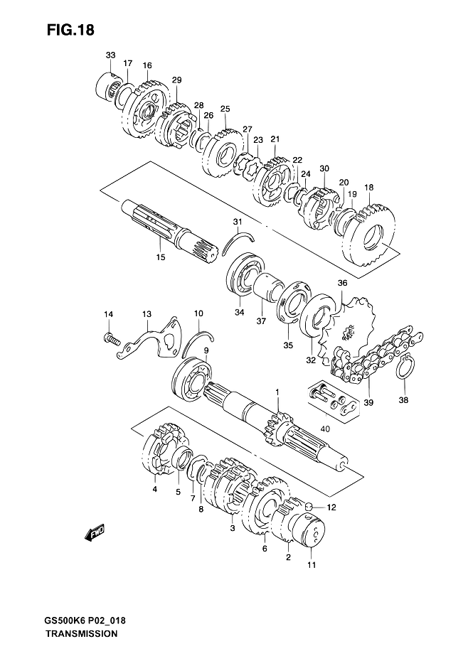 TRANSMISSION POUR SUZUKI GS FGS500F K4 2004
