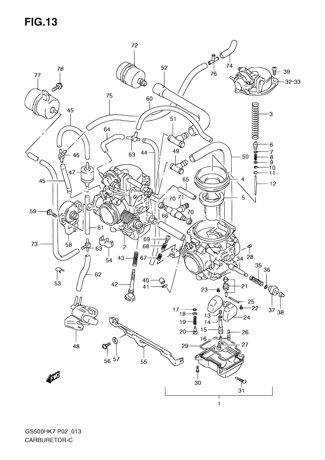 CARBURATEUR POUR GSF 500GS500FH K7  2007