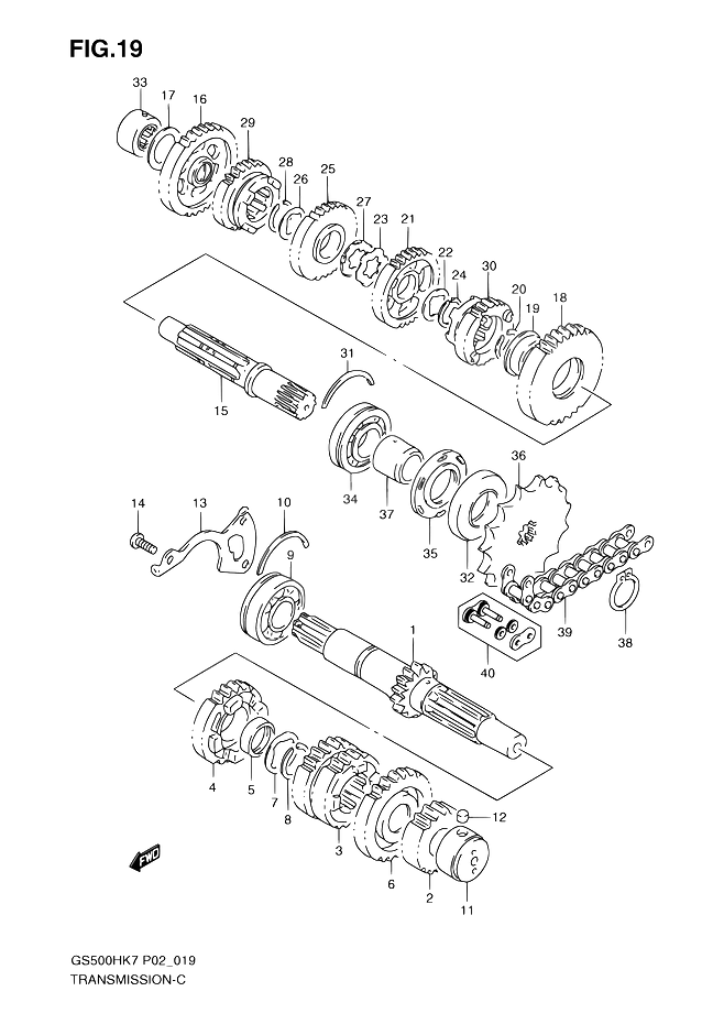 TRANSMISSION POUR GSF 500GS500FH K7 2007