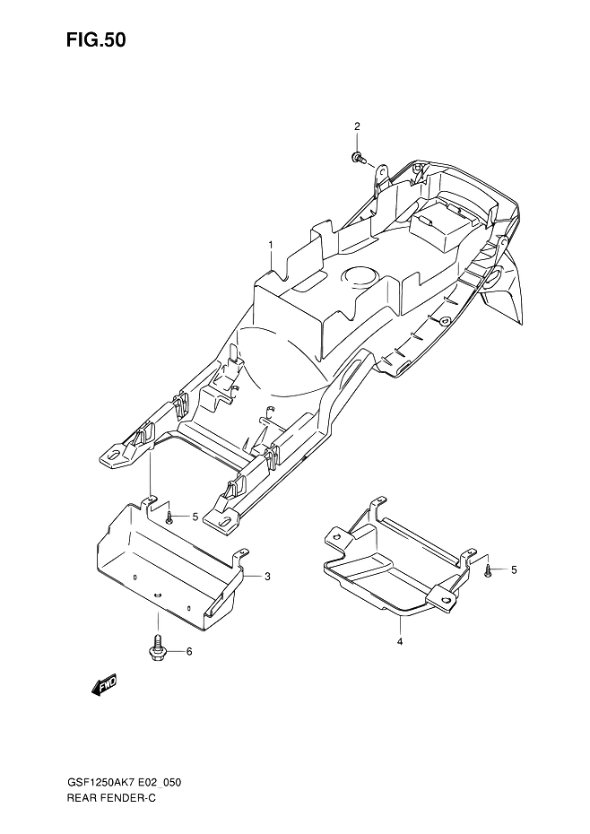 GARDE BOUE ARRIERE POUR SUZUKI BANDITGSF1250 K7 2007