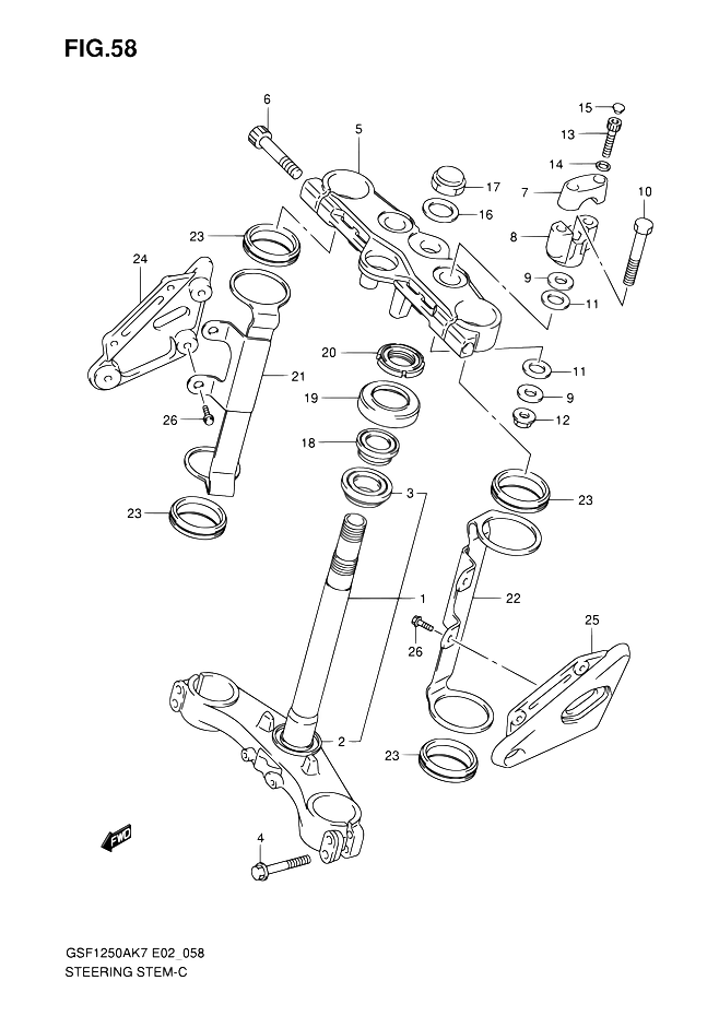 COLONNE DE DIRECTION POUR SUZUKI BANDITGSF1250 K9 2009