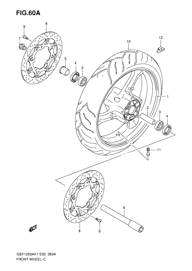 ROUE AVANT POUR SUZUKI BANDITGSF1250 K9 2009