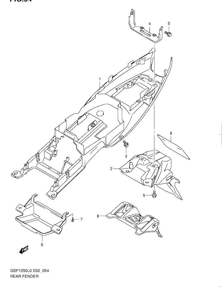 GARDE BOUE ARRIERE POUR SUZUKI BANDITGSF1250 L0 2010