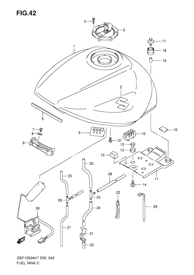 RESERVOIR DESSENCE POUR SUZUKI BANDITGSF1250SA K8 2008