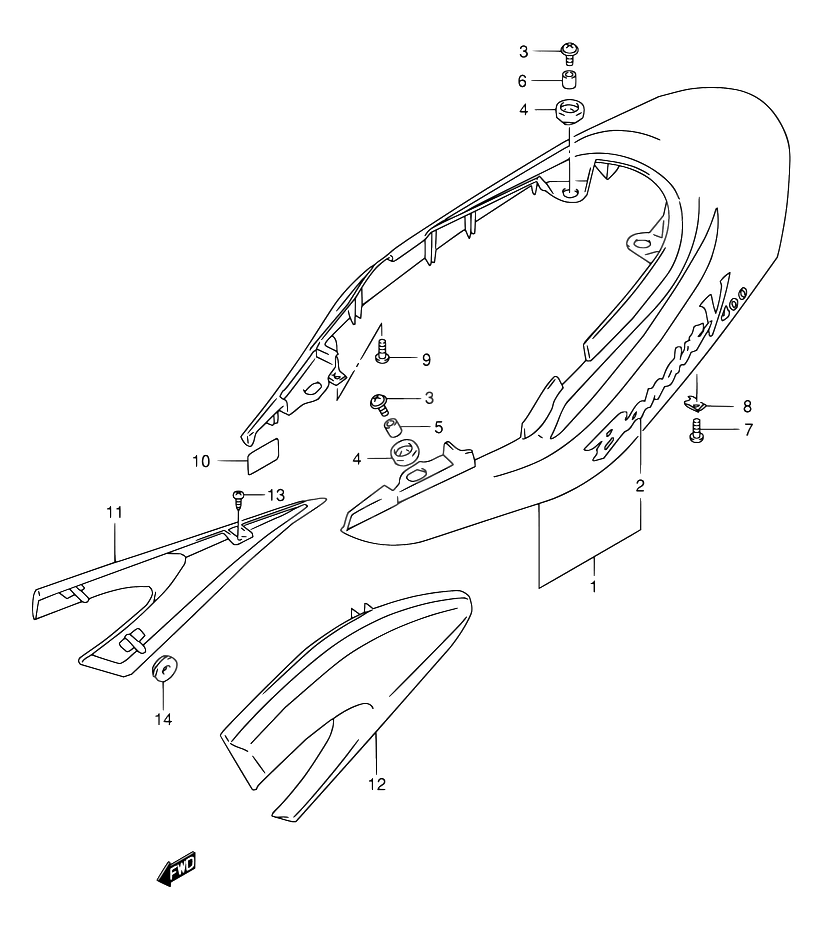 CARENAGES ARRIERE POUR SUZUKI BANDITGSF400VV 1997