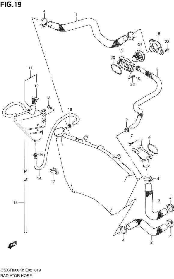 DURITE DE RADIATEUR POUR GSX R 600GSX R600 K8 2008