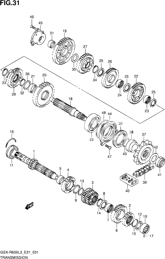 TRANSMISSION POUR GSX R 600GSX R600 L3 2013