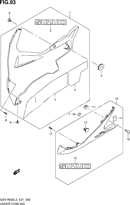 CARENAGES INFERIEURS POUR GSX R 600GSX R600 L3 2013