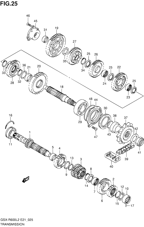 TRANSMISSION POUR GSX R 600GSX R600UEL2 2012