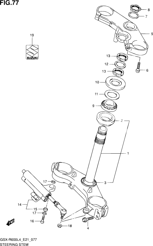 COLONNE DE DIRECTION POUR GSX R 600GSX R600UF L4 2014