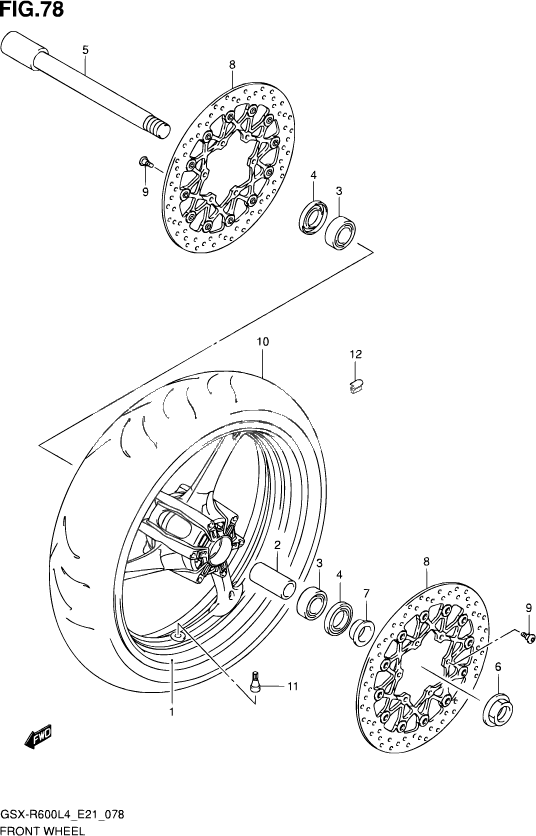 ROUE AVANT POUR GSX R 600GSX R600UF L4 2014