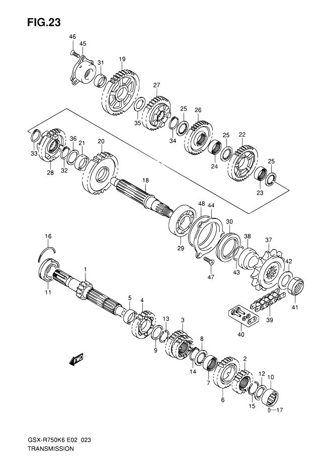 TRANSMISSION POUR GSX R 750GSX R750 K6 2006