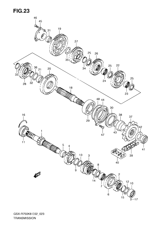 TRANSMISSION POUR GSX R 750GSX R750K9 2009