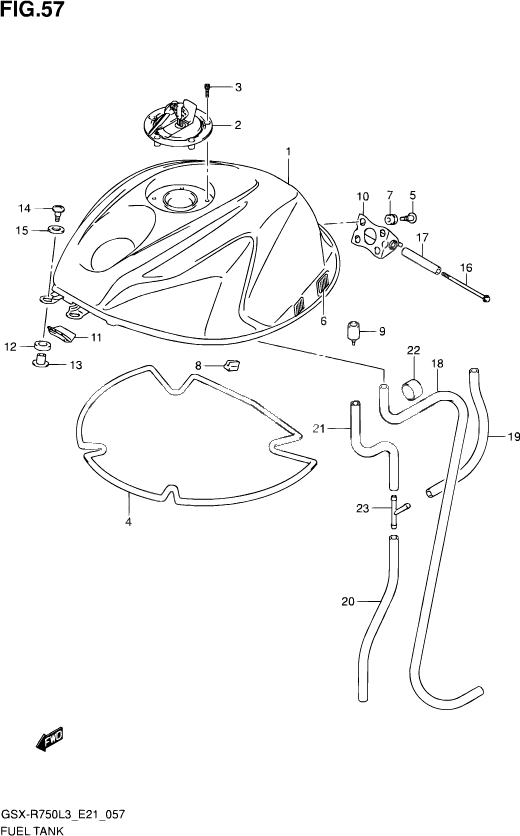 RESERVOIR DESSENCE POUR GSX R 750 GSX R750UF L3 2013