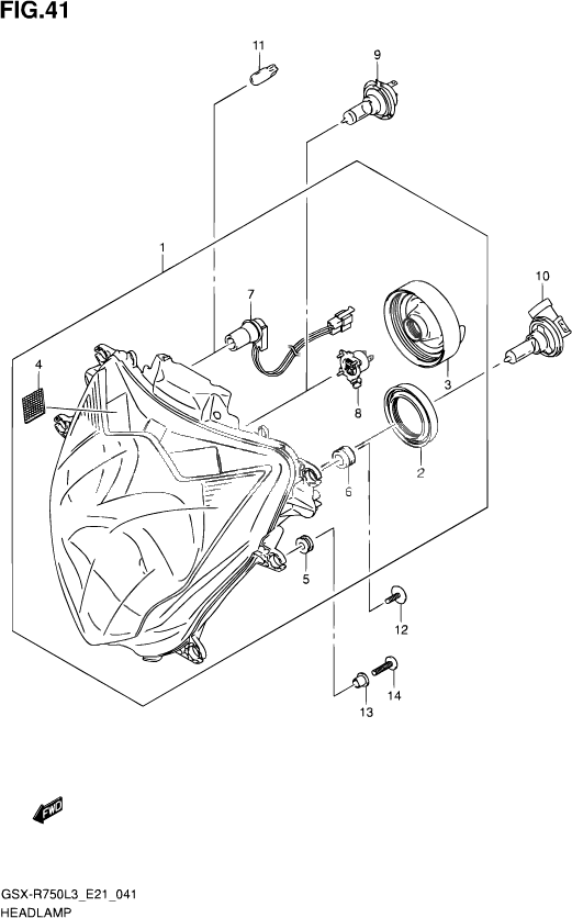 PHARE POUR GSX R 750 GSX R750UF L3  2013