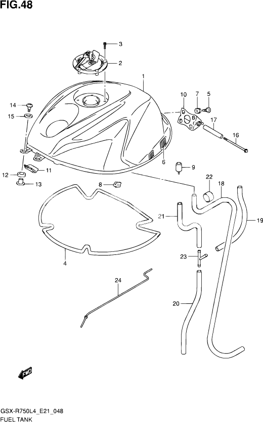 RESERVOIR DESSENCE POUR GSX R 750 GSX R750UF L4 2014