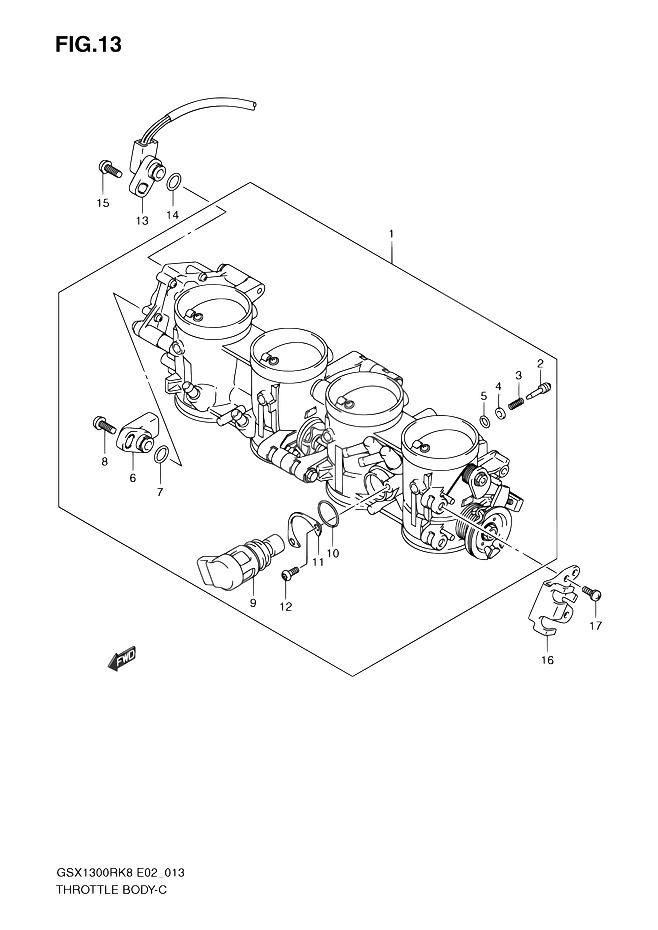 CORPS DE PAPILLON POUR HAYABUSA 1300GSX1300RK8 2008
