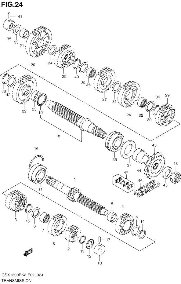 TRANSMISSION POUR HAYABUSA 1300GSX1300RK8 2008