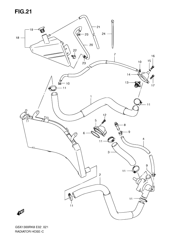 DURITE DE RADIATEUR POUR HAYABUSA 1300GSX1300RUFK9 2009