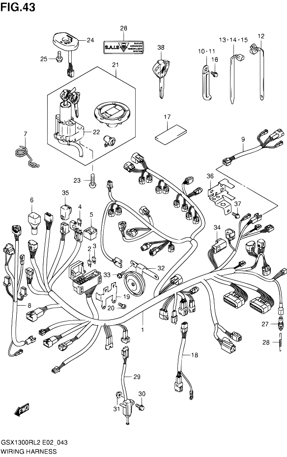 FAISCEAU ELECTRIQUE POUR HAYABUSA 1300GSX1300RUFL2 2012
