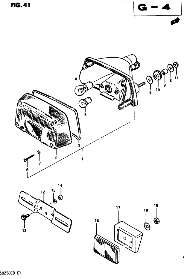 FEU ARRIERE POUR SUZUKI GSXGSX250 Z GSX250E Z GSX250S Z GSX250ES Z 1982