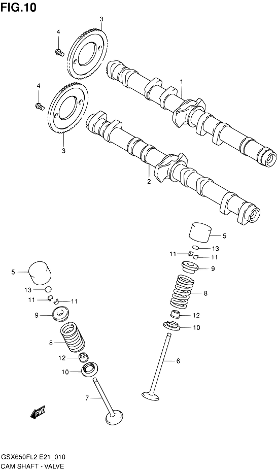 ARBRE A CAME VALVE POUR SUZUKI GSX FGSX650FL2 2012