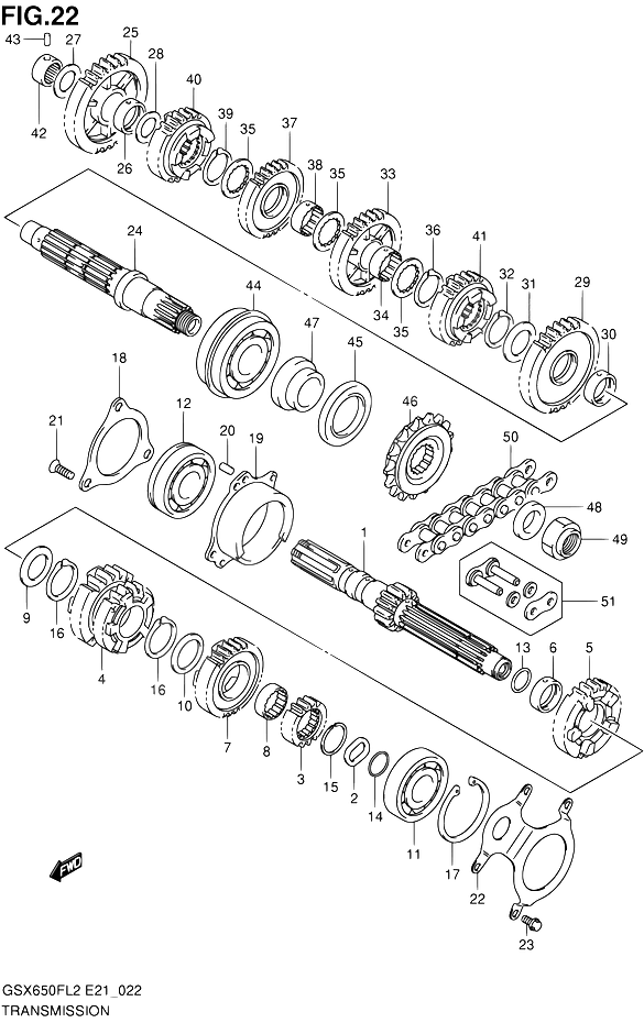 TRANSMISSION POUR SUZUKI GSX FGSX650FL2 2012