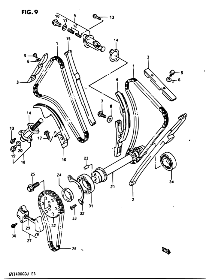 DISTRIBUTION POUR SUZUKI CAVALCADEGV1400GD H  GV1400GC H 1987