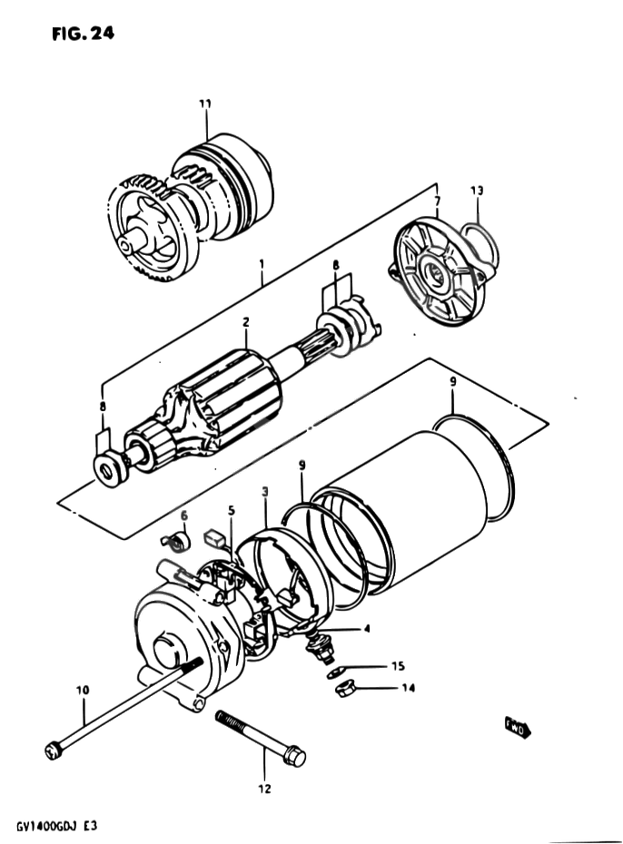 DEMARREUR POUR SUZUKI CAVALCADEGV1400GD H  GV1400GC H 1987