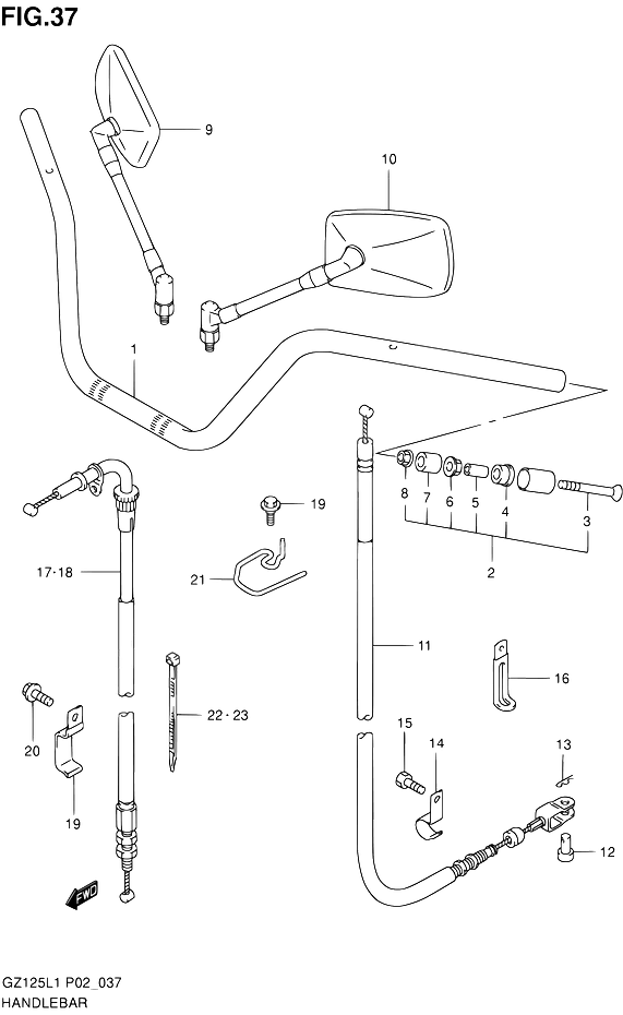 GUIDON POUR MARAUDER 125GZ125L1 2011