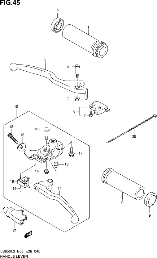 ENSEMBLE LEVIERS POIGNEES POUR SUZUKI SAVAGELS650 L3 2013