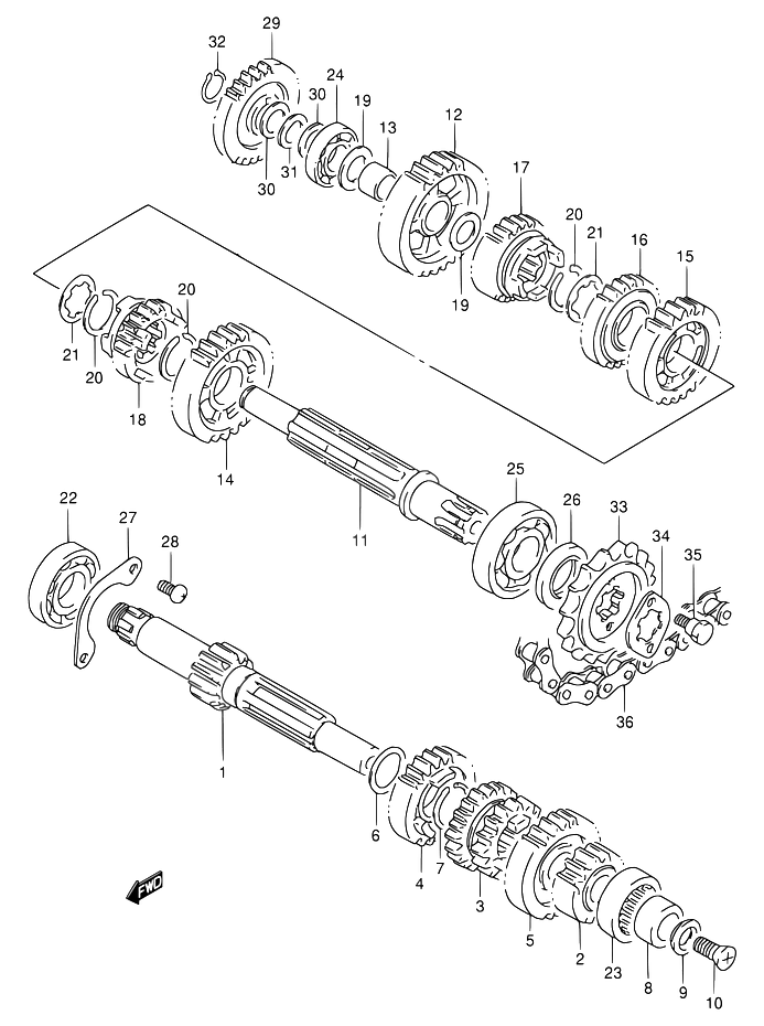 TRANSMISSION POUR SUZUKI RGRG125FU R 1994