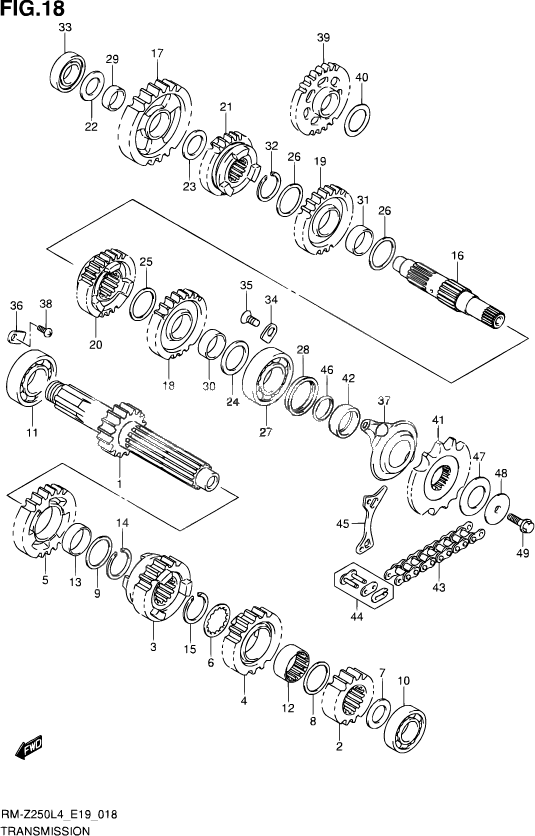 TRANSMISSION POUR RM Z 250RM Z250 L4 2014