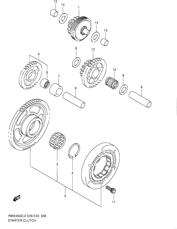 ROUE LIBRE DE DEMARREUR POUR SUZUKI RMXRMX450Z L0 2011