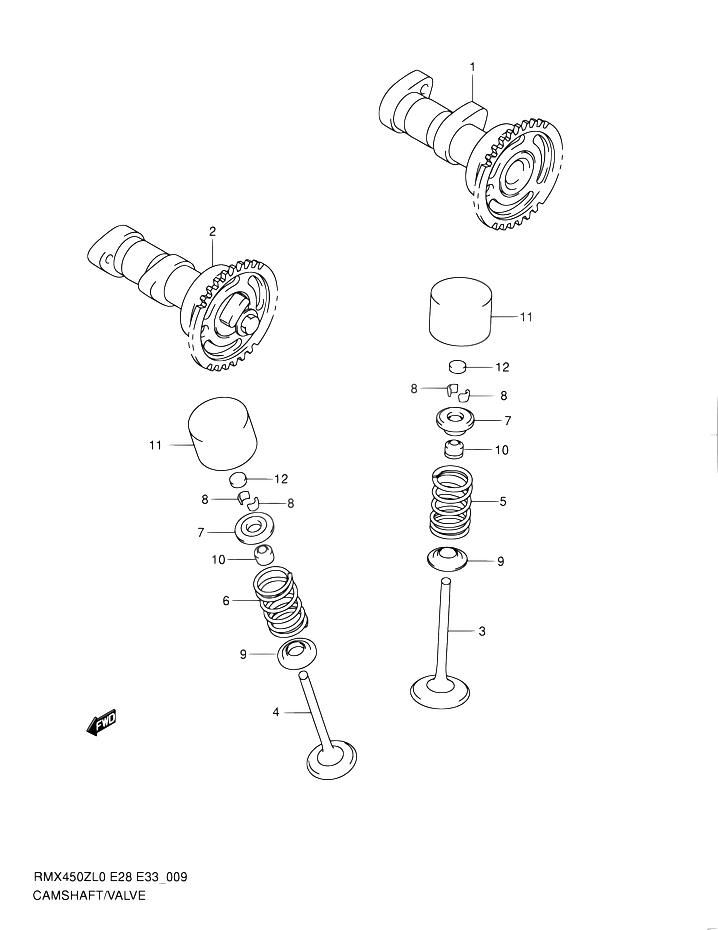 ARBRE A CAME VALVE POUR SUZUKI RMXRMX450Z L0 2012