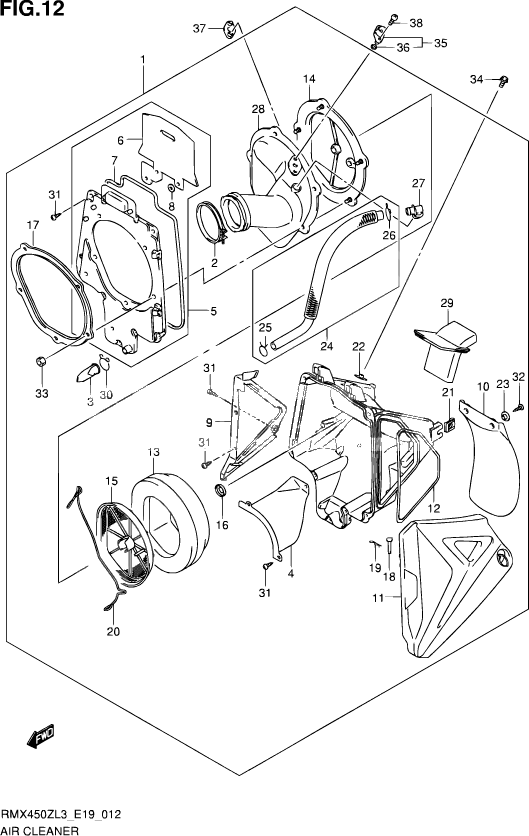 FILTRE A AIR POUR SUZUKI RMXRMX450Z L3 2012