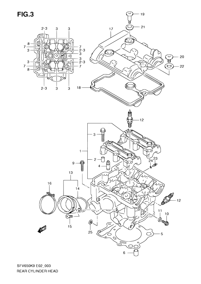 CULASSE ARRIERE POUR GLADIUS 650SFV650 K9 2009