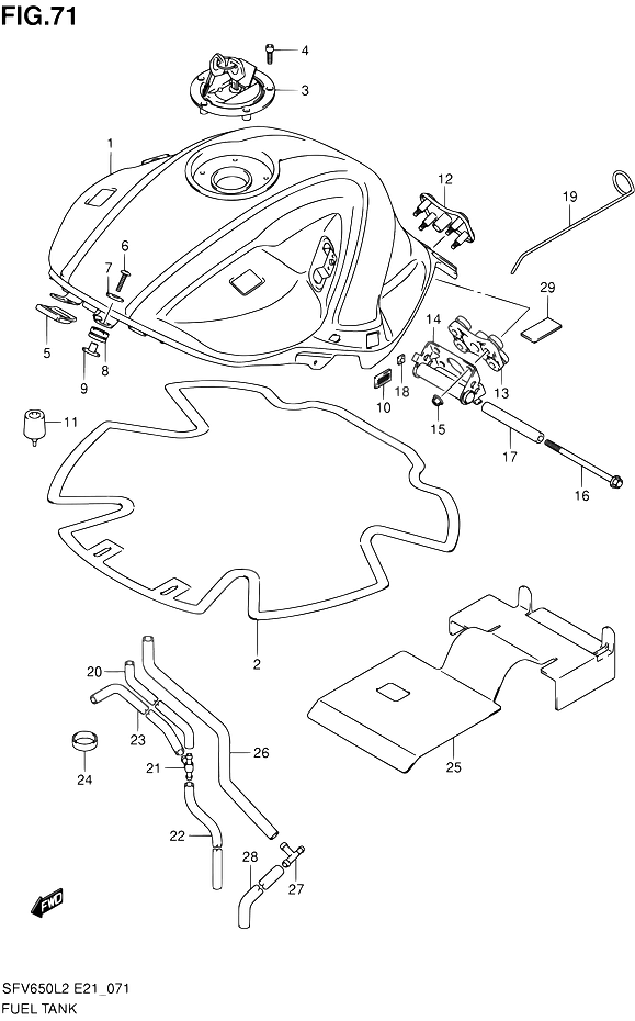 RESERVOIR DESSENCE POUR GLADIUS 650SFV650L2 2012