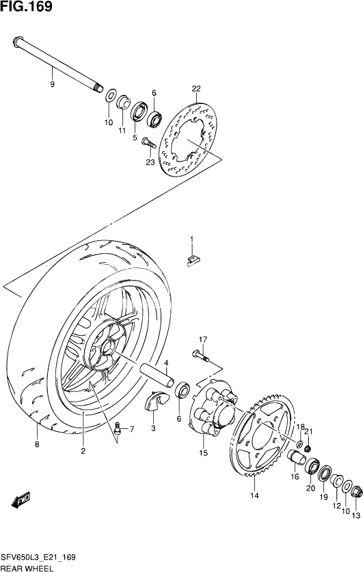 ROUE ARRIERE POUR GLADIUS 650SFV650 L3 2013