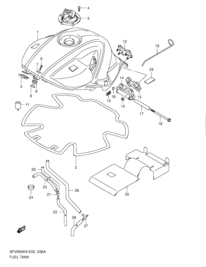 RESERVOIR DESSENCE POUR GLADIUS 650SFV650AL0 2010