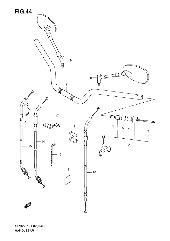 GUIDON POUR GLADIUS 650SFV650AL0 2010