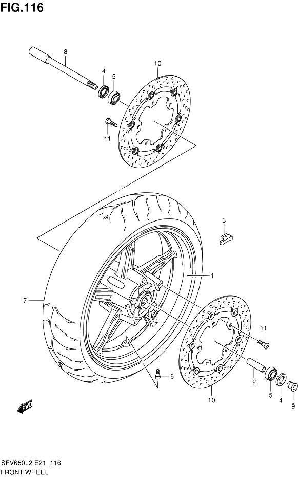 ROUE AVANT POUR GLADIUS 650SFV650AL2 2012