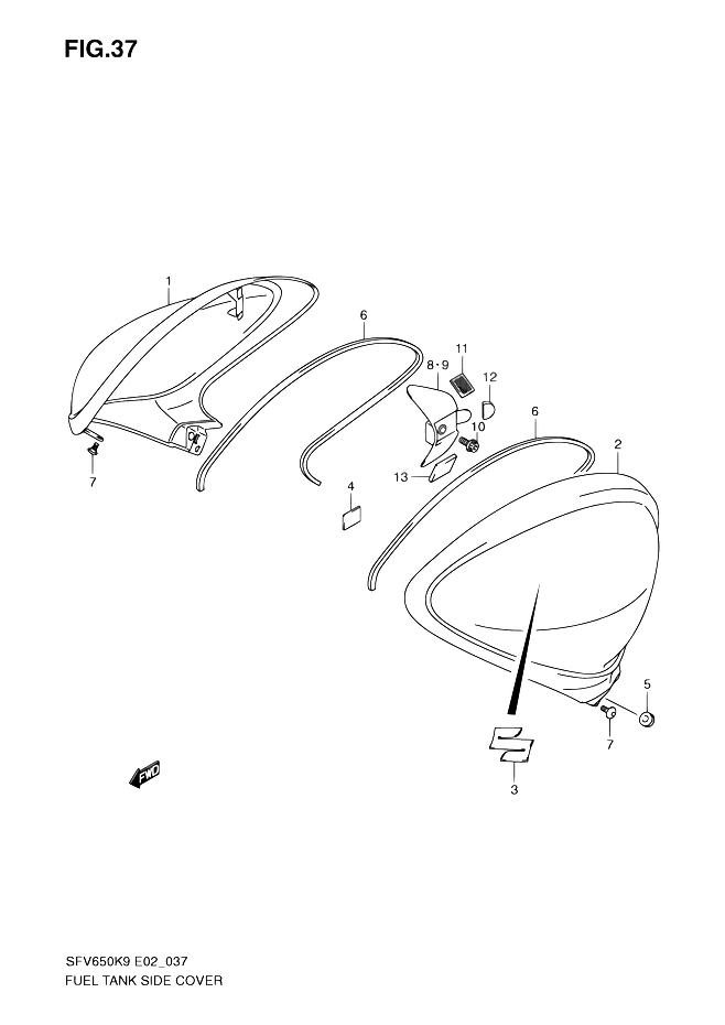 COUVRE RESERVOIR POUR GLADIUS 650SFV650UK9 2009