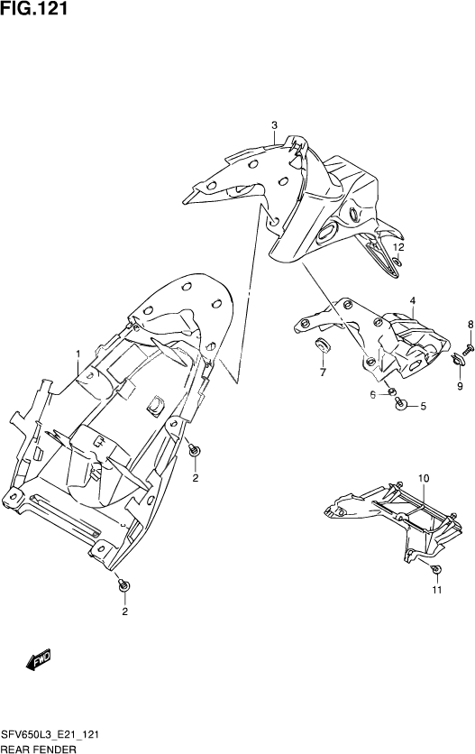 GARDE BOUE ARRIERE POUR GLADIUS 650SFV650U L3 2013