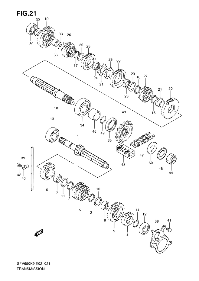 TRANSMISSION POUR GLADIUS 650SFV650UAK9 2009