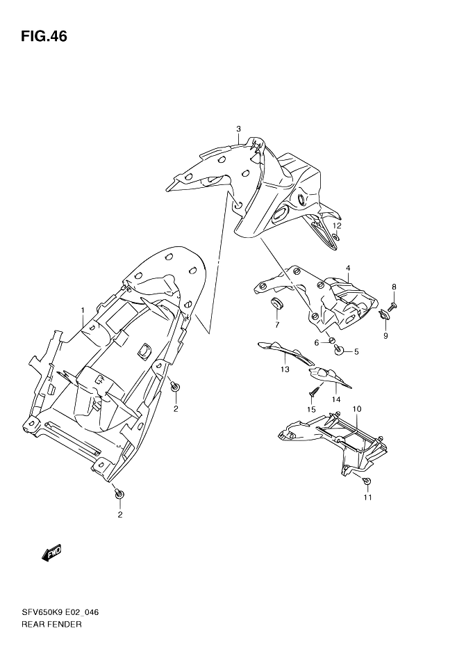 GARDE BOUE ARRIERE POUR GLADIUS 650SFV650UAK9 2009