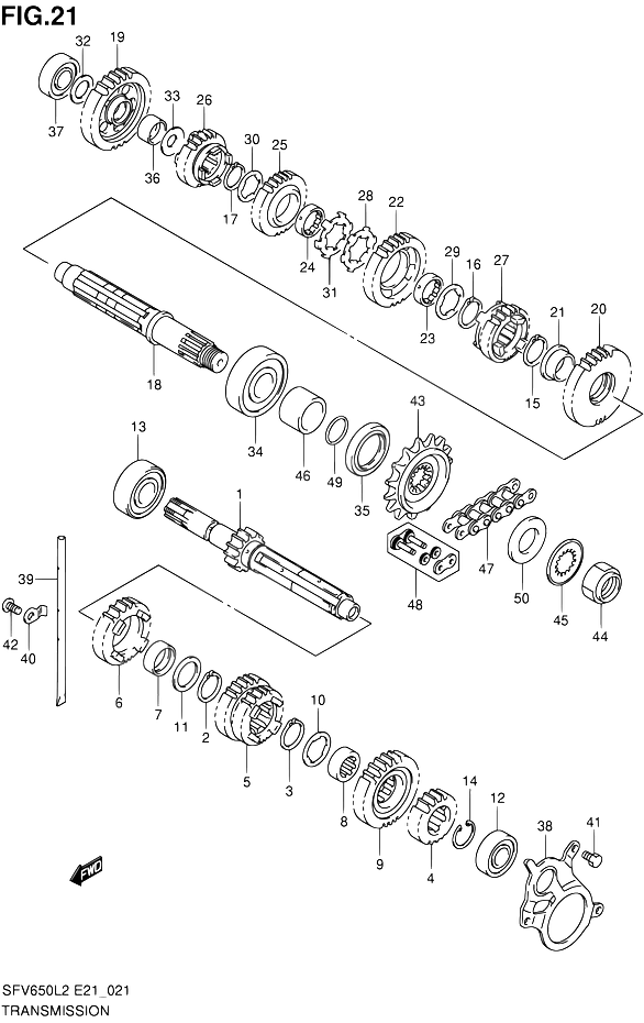 TRANSMISSION POUR GLADIUS 650SFV650UAL2 2012