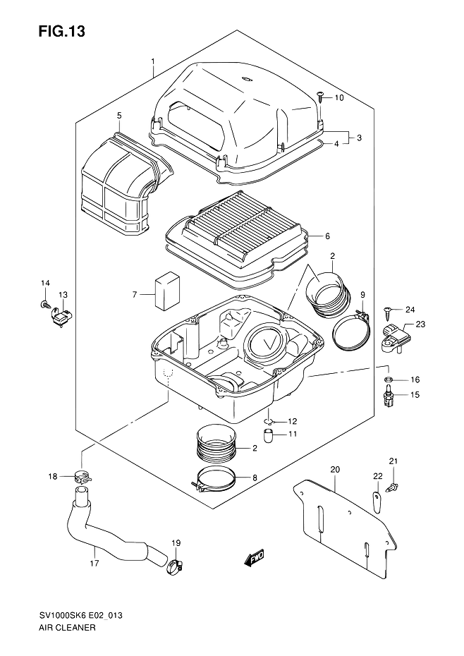 FILTRE A AIR POUR SUZUKI SVSV1000SK7 2007